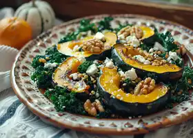 Roasted Acorn Squash and Kale Salad with Feta recipe