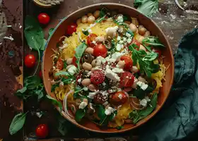 Mediterranean Spaghetti Squash with White Beans & Feta recipe