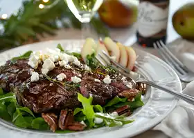 Herb-Marinated Steak with Pear, Pecan & Feta Salad recipe
