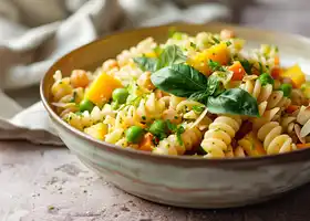 Tropical Pesto Pasta with Chickpeas and Almonds recipe