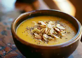 Roasted Butternut Squash Soup with Toasted Almonds & Mixed Greens Salad recipe