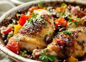 Herb-Roasted Chicken with Spicy Black Beans recipe