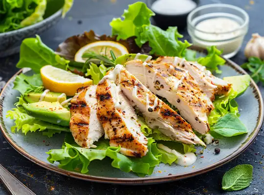 Stashcook | Grilled Chicken Salad with Avocado Caesar Dressing