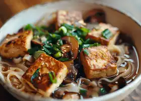 Pan-Fried Tofu with Mushroom Soy Broth recipe