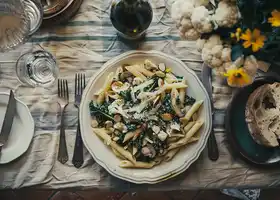 Roasted Veggie & Almond Penne Pasta recipe