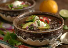 Spicy Black Bean Soup with Citrus Salad recipe
