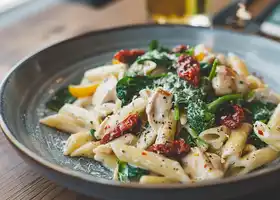 Creamy Chicken Penne with Spinach and Sun-Dried Tomatoes recipe