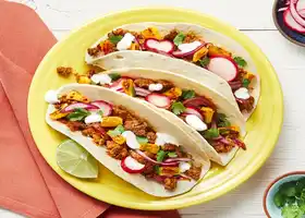 Pork & Caramelized Pineapple Tacos with Pickled Veggies & Lime Crema recipe