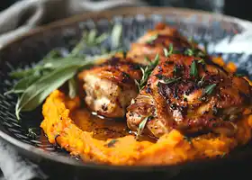 Herb-Infused Chicken with Apple & Sweet Potato Puree recipe