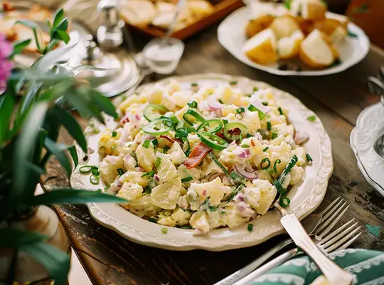 Stashcook | Cheesy Potato Salad with Herbs and Bacon