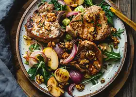 Pork Chops with Caramelized Onion and Apple Salad recipe