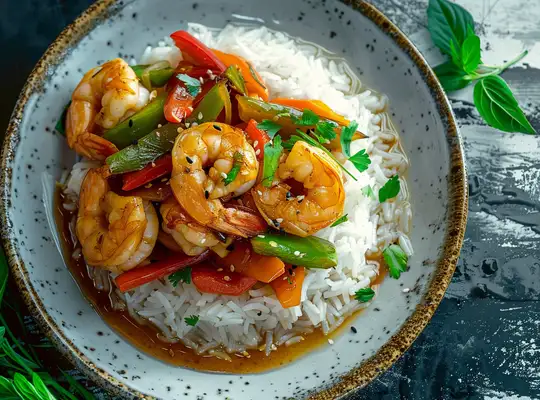 Stashcook | Prawn and Veggie Stir Fry with Jasmine Rice