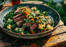 Grilled Flank Steak with Chimichurri & Mixed Vegetables recipe