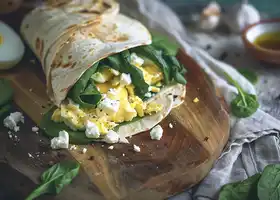Egg, Spinach & Feta Breakfast Burrito recipe