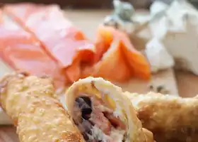 Smoked Salmon Black Bean Egg Rolls recipe