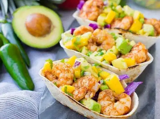 Stashcook | Shrimp Tacos with Mango Avocado Salsa