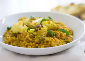 Red Lentil Coconut Curry with Roasted Cauliflower recipe