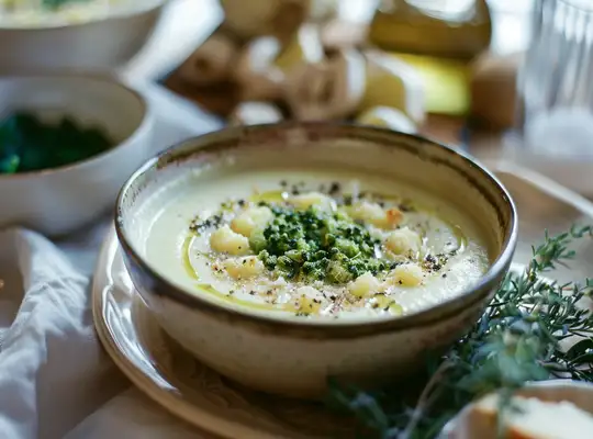 Stashcook | Broccoli and Cauliflower Soup with Parmesan Crisps