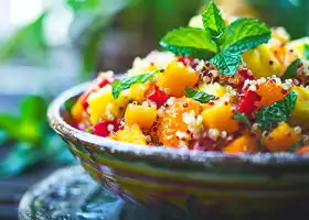 Citrusy Quinoa Salad with Mint and Tropical Fruits recipe