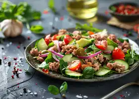 Ground Turkey and Mixed Greens Salad with Creamy Dressing recipe