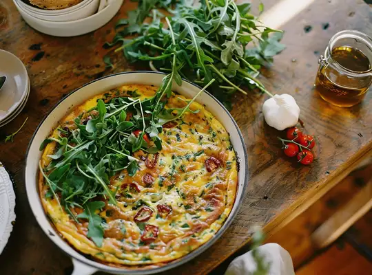 Stashcook | Mediterranean Frittata with Arugula, Sun-Dried Tomatoes & Goat Cheese