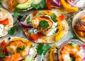 Spicy Shrimp and Bell Pepper Tacos with Cilantro-Lime Sauce recipe
