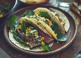 Beef Tacos with Charred Corn, Spinach, and Chipotle Mayo recipe