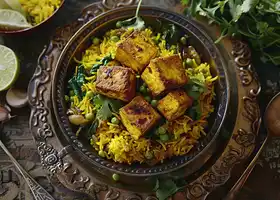 Herbed Paneer and Turmeric Rice recipe