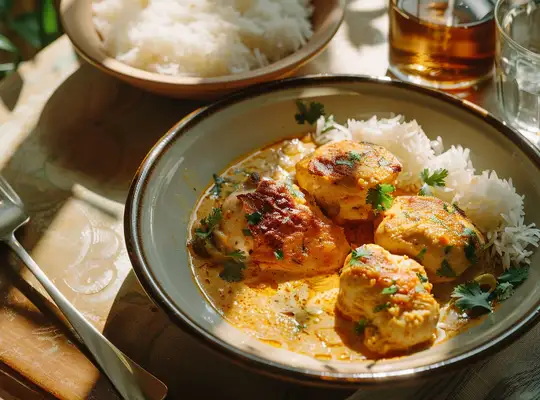 Coconut Chicken Curry with Crispy Potatoes