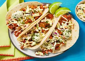 Santa Fe Pork Tacos with Monterey Jack & Cilantro Lime Slaw recipe