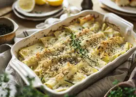 Baked Zucchini Rigatoni with Herbed Cream Sauce recipe