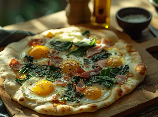Stashcook | Ham, Spinach & Cheddar Breakfast Flatbread