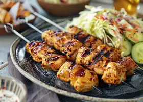 Spicy Chicken Kebabs with Tangy Slaw recipe