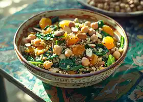 Chickpea-Spinach Stir-Fry with Apricots, Quinoa & Almonds recipe