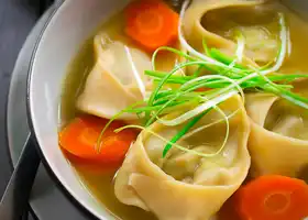 Edamame-Mint Vegan Wonton Soup recipe