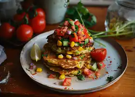 Herbed Corn and Zucchini Pancakes with Tomato Salsa recipe