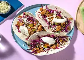 Charred Poblano and Pork Tacos with Pickled Cabbage and Monterey Jack Cheese recipe