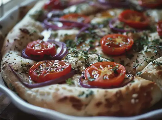 Stashcook | Herbed Focaccia with Balsamic Tomato Topping