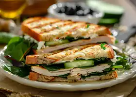 Turkey, Spinach & Feta Grilled Sandwich with Mixed Greens Salad recipe