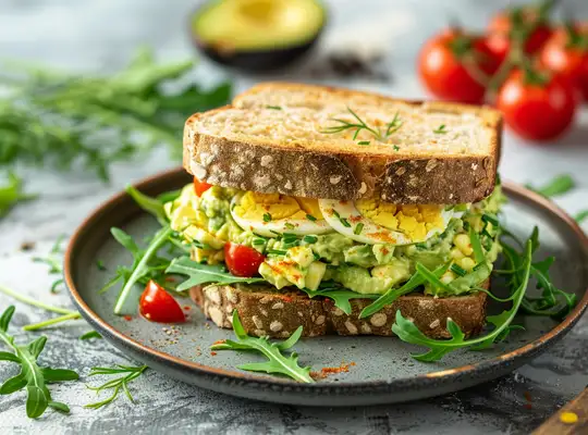 Stashcook | Avocado Egg Salad Sandwich with Cherry Tomatoes