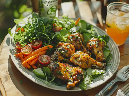 Stashcook | Spicy Garlic Chicken Wings with Ranch Dressed Salad