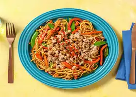 Sesame-Peanut Pork Chow Mein with Snap Peas recipe