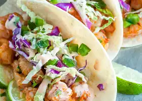 Spicy Sriracha Shrimp Tacos with Cilantro Lime Slaw recipe