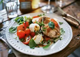 Honey Balsamic Chicken with Mozzarella Tomato Salad recipe