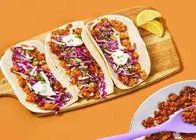 One-Pan Santa Fe Pork Tacos with Monterey Jack & Cilantro Lemon Slaw recipe