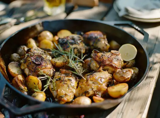 Stashcook | Crispy Skillet Chicken with Herbed Potatoes