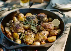 Crispy Skillet Chicken with Herbed Potatoes recipe