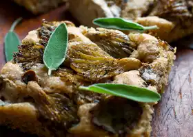 Potato Focaccia with Oyster Mushrooms recipe