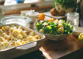 Cheesy Tortellini & Roasted Veggie Bake with Pear-Walnut Salad recipe