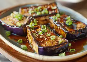 Glazed Eggplant with Creamy Sesame Tofu recipe